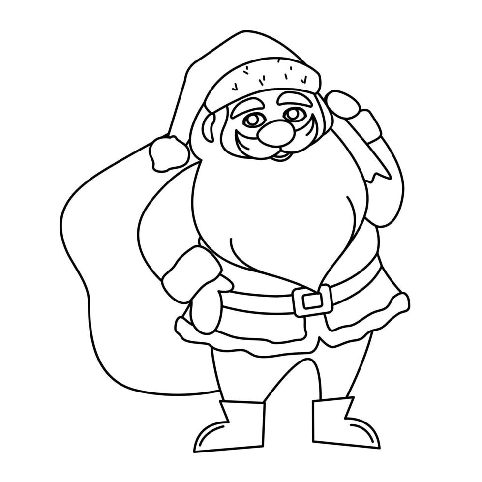 doodle illustration of Santa Claus with a bag. The concept of New Year and Christmas vector