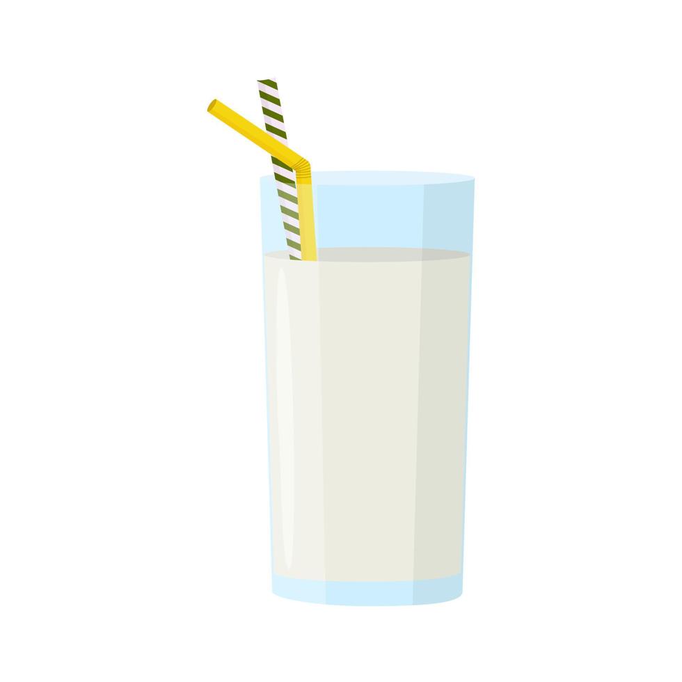 vaso de leche. elementos para el diseño de productos agrícolas, alimentos saludables. ilustración vectorial plana. vector