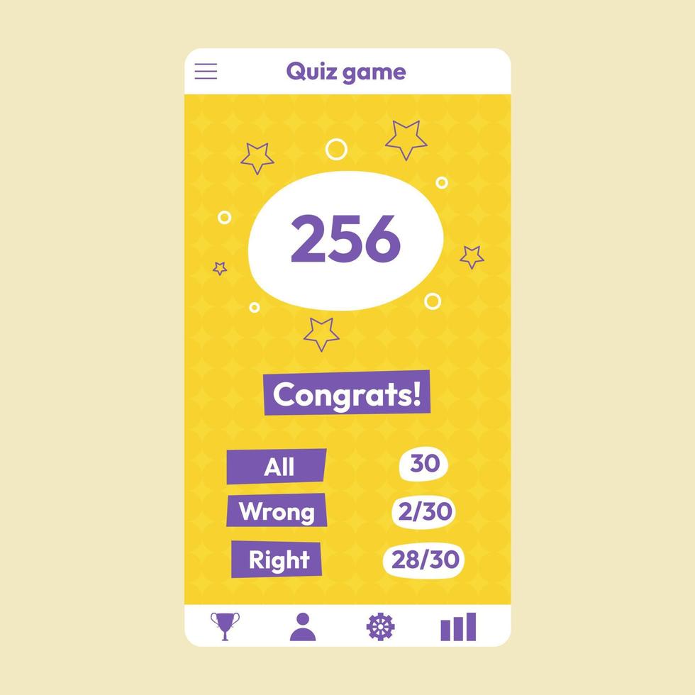 Quiz test lottery millionaire menu template. Quiz game frame