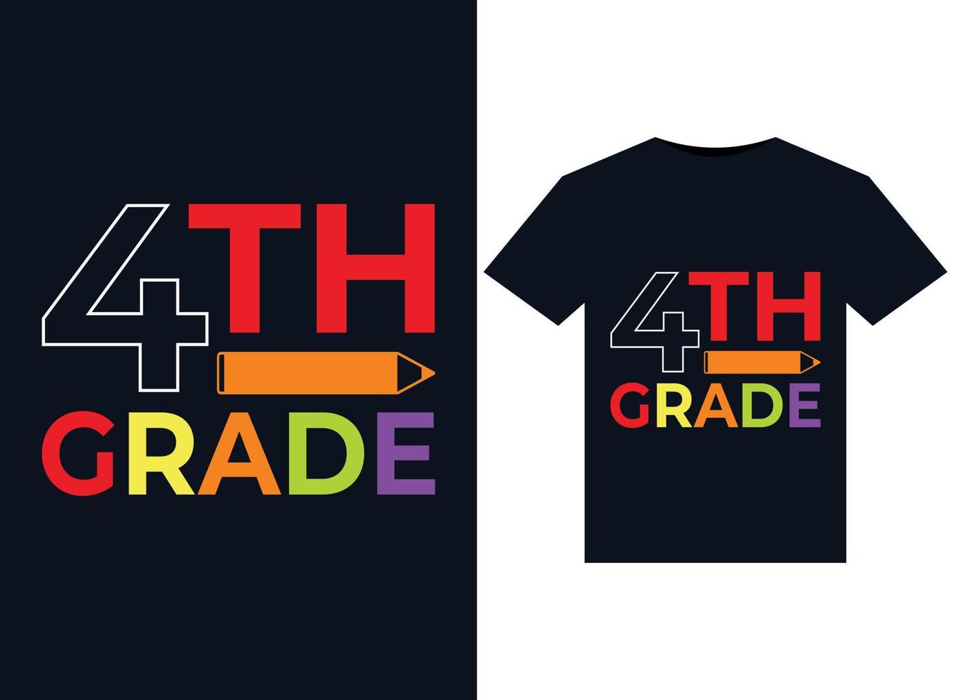 4th Grade illustrations for print-ready T-Shirts design vector