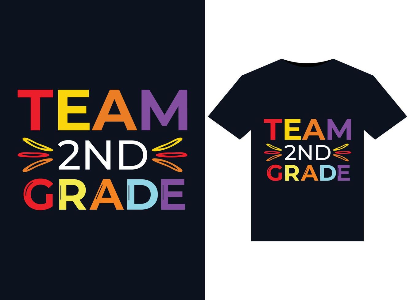 Team 2nd Grade illustrations for print-ready T-Shirts design vector