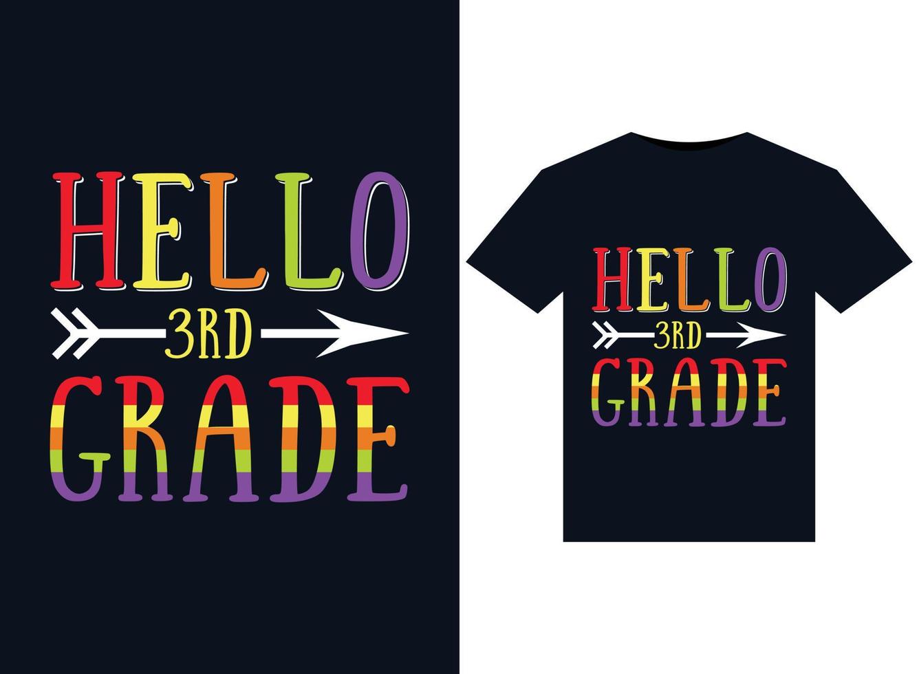 Hello 3rd Grade illustrations for print-ready T-Shirts design vector