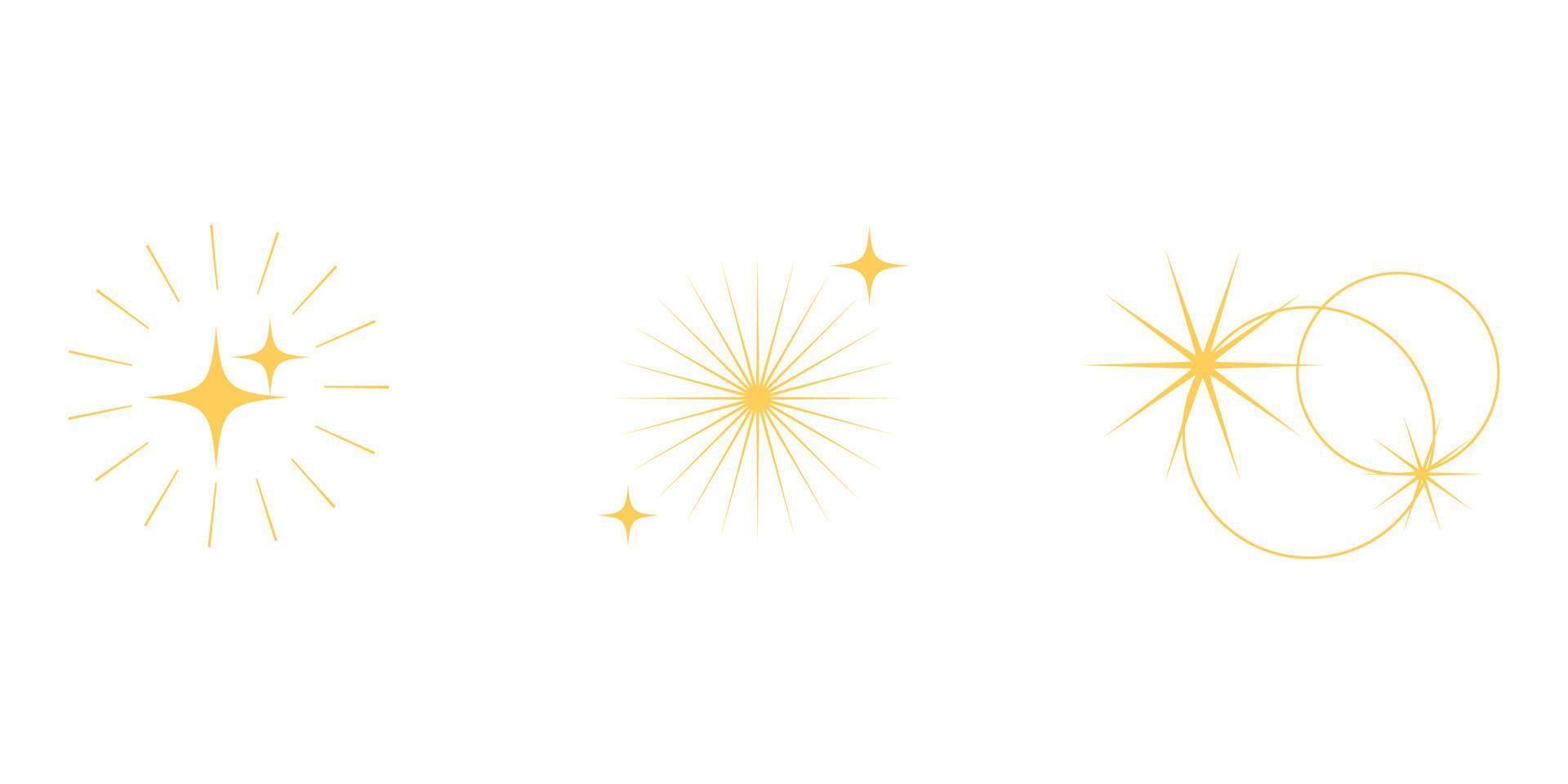Set of sparking star. Icon and symbol. Starry vector illustration isolated on white background