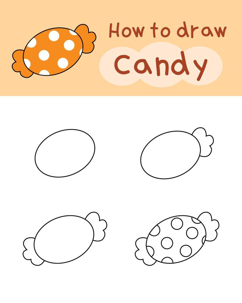 How to draw candy for Halloween and learning. Vector illustration