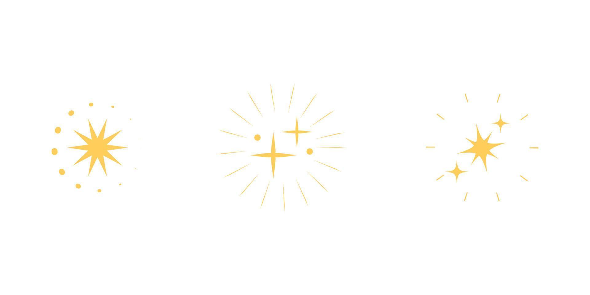 Set of sparking star. Icon and symbol. Starry vector illustration isolated on white background