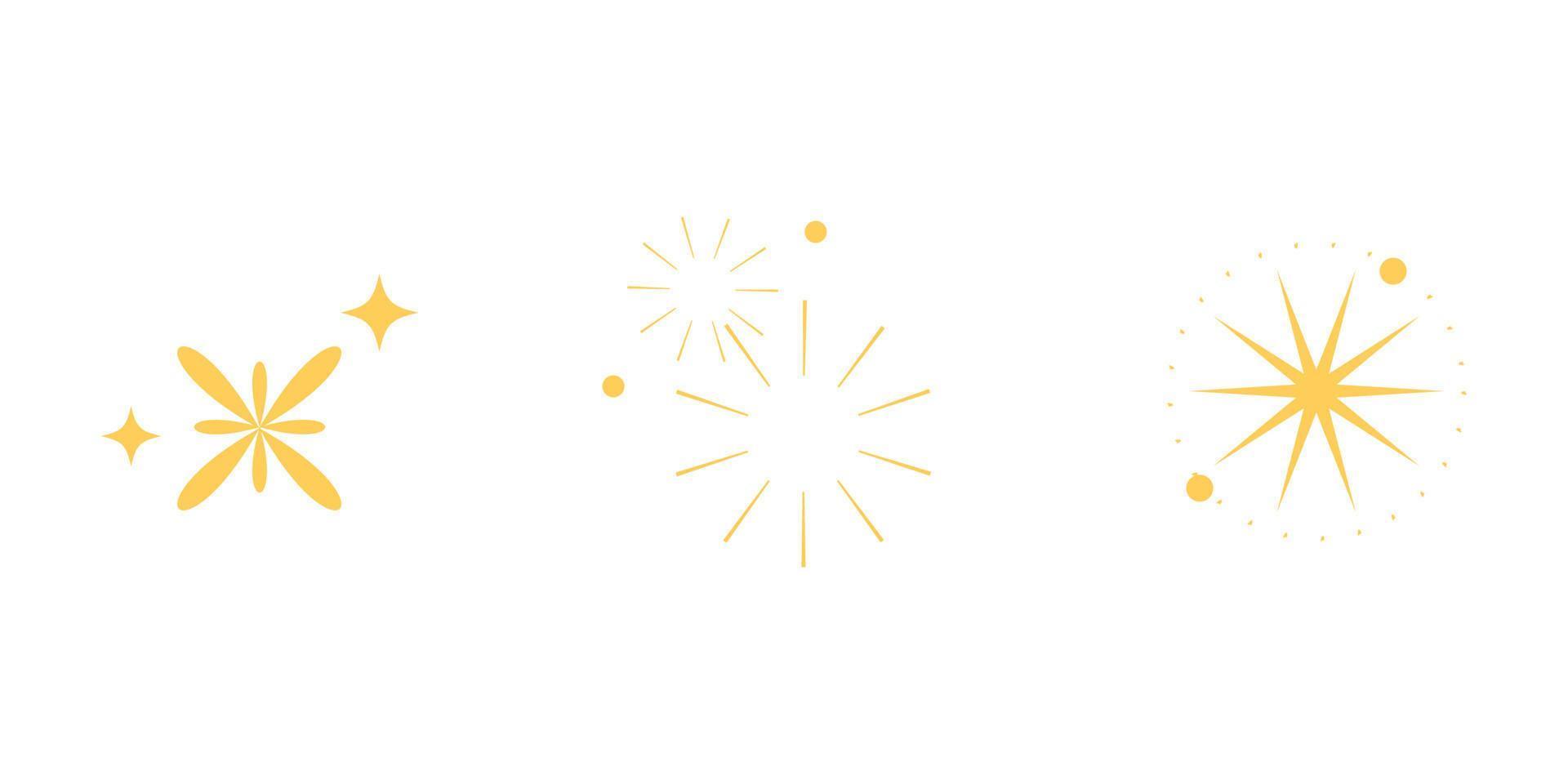 Set of sparking star. Icon and symbol. Starry vector illustration isolated on white background