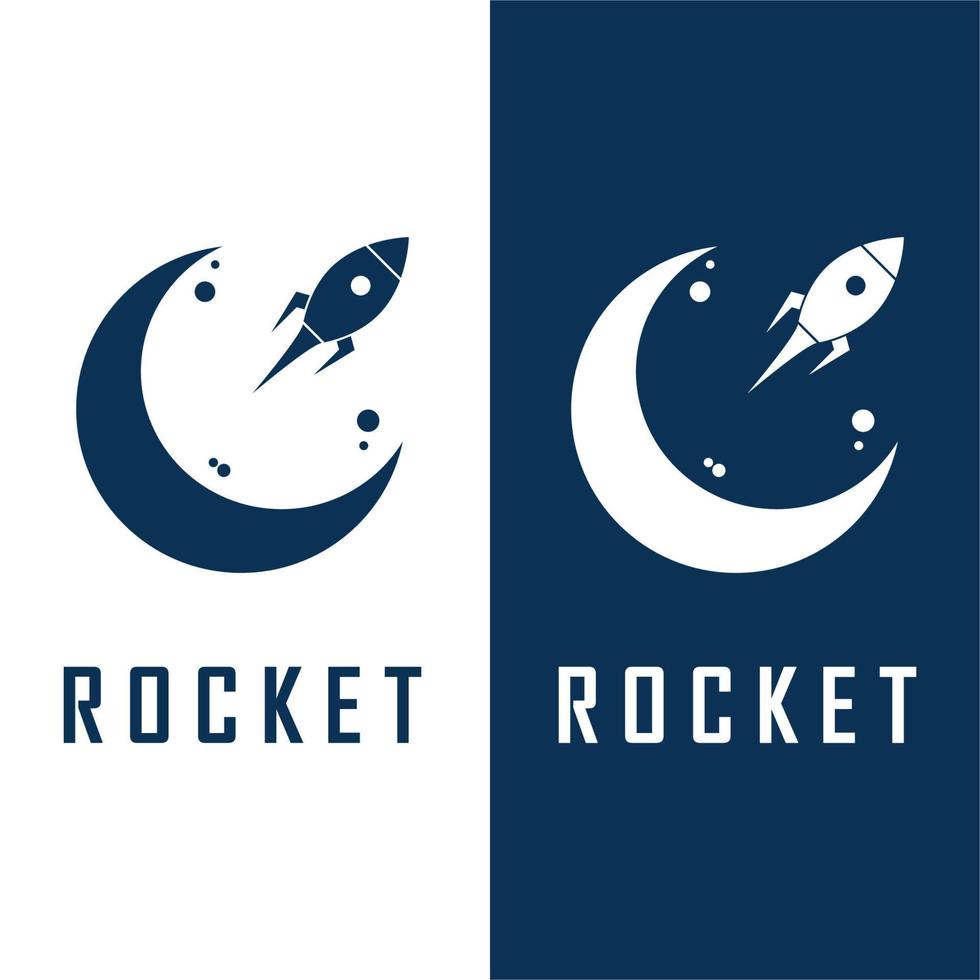 logotipo de cohete espacial y vector con plantilla de eslogan