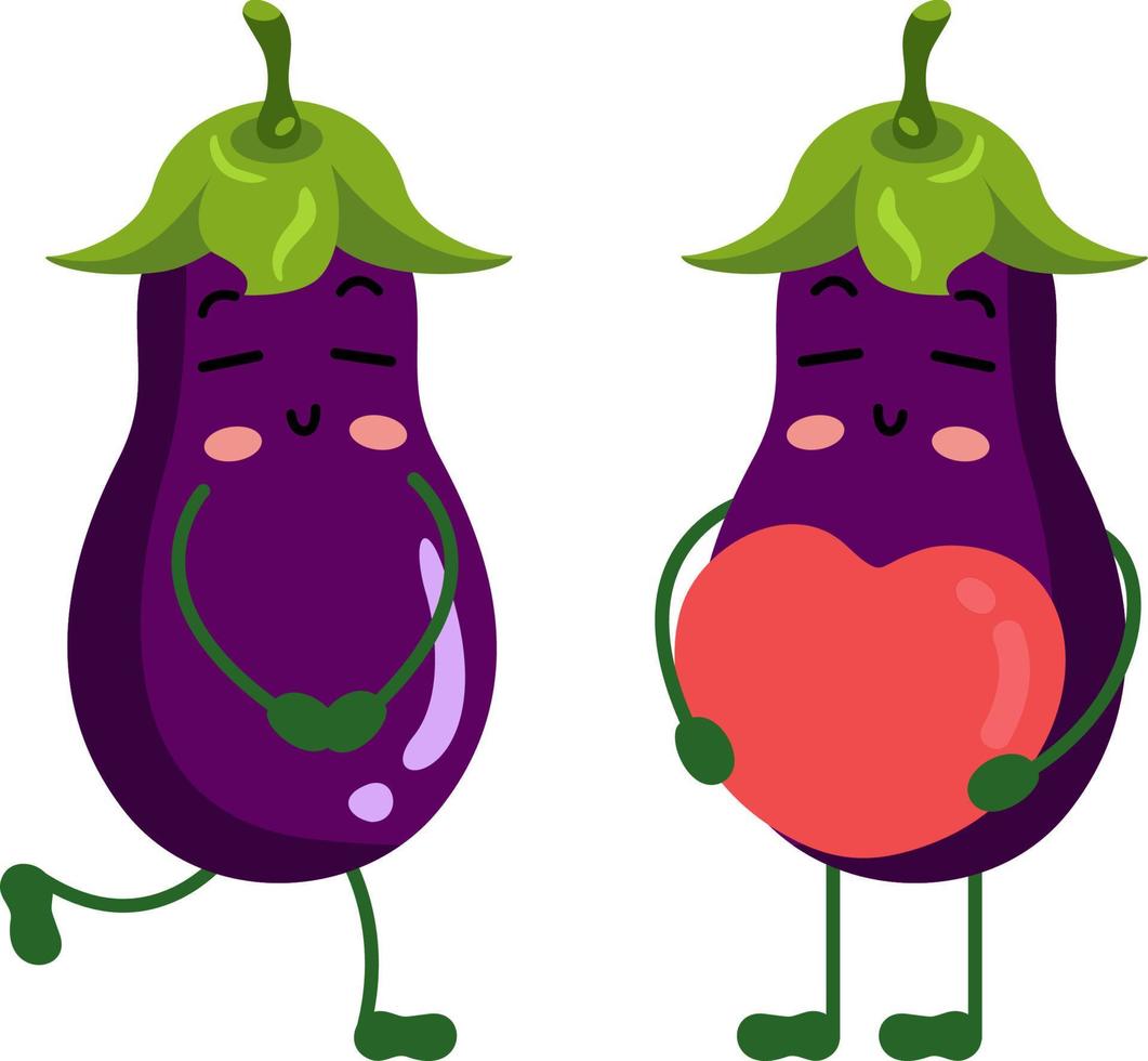 Couple of eggplants in love vector
