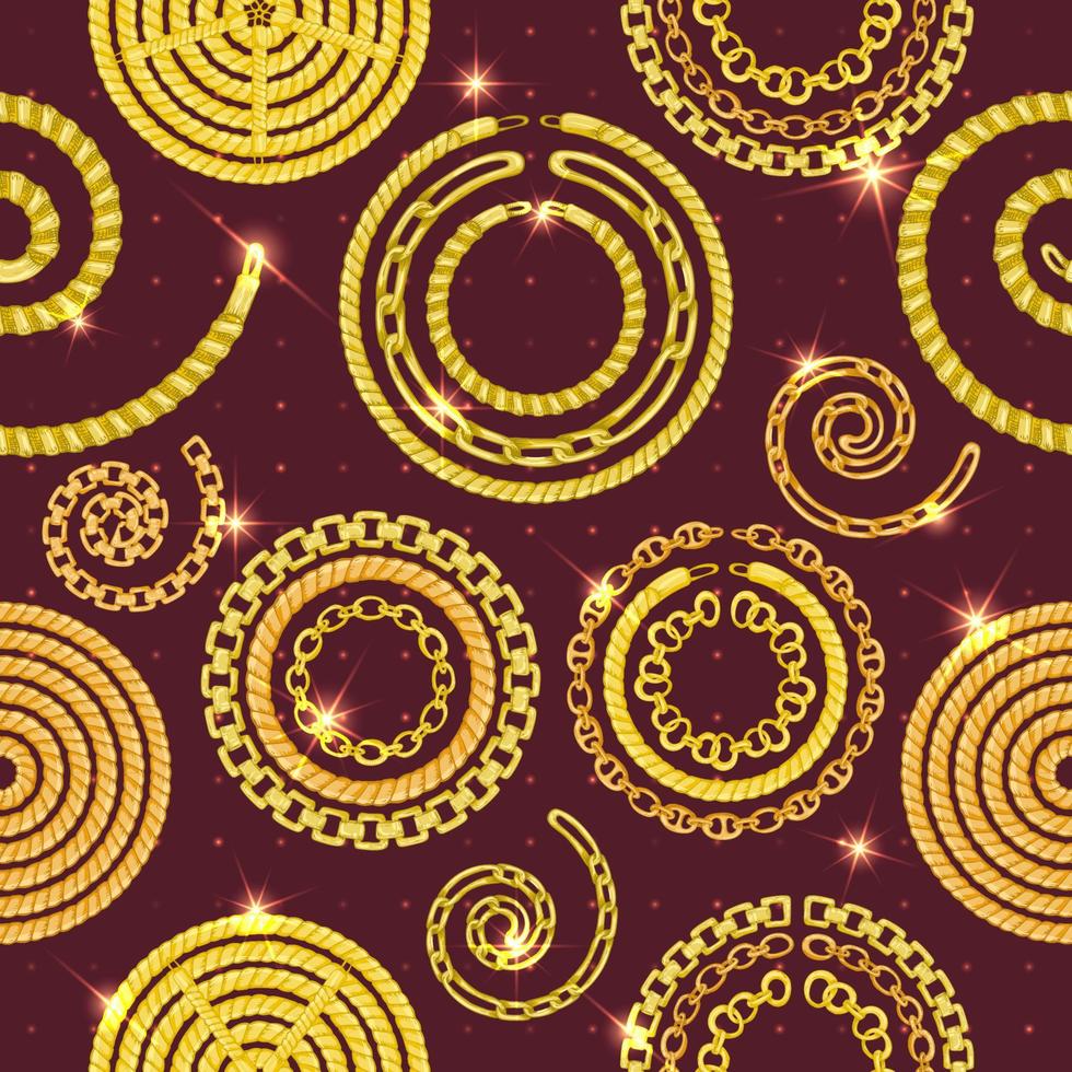 Seamless pattern with retro hand-drawn sketch golden chain on dark background. Drawing engraving texture. Great design for fashion, textile, decorative frame, yacht style card. vector