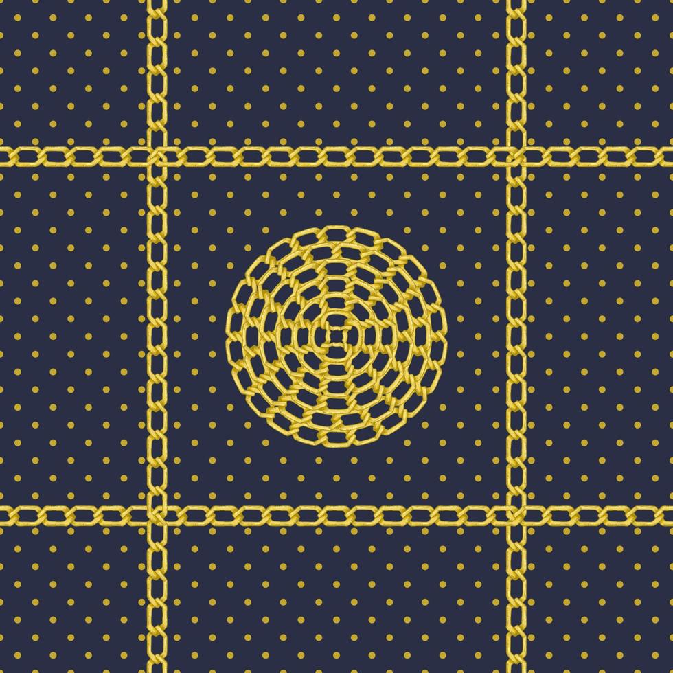 Seamless pattern with retro hand-drawn sketch golden chain on dark background. Drawing engraving texture. Great design for fashion, textile, decorative frame, yacht style card. vector