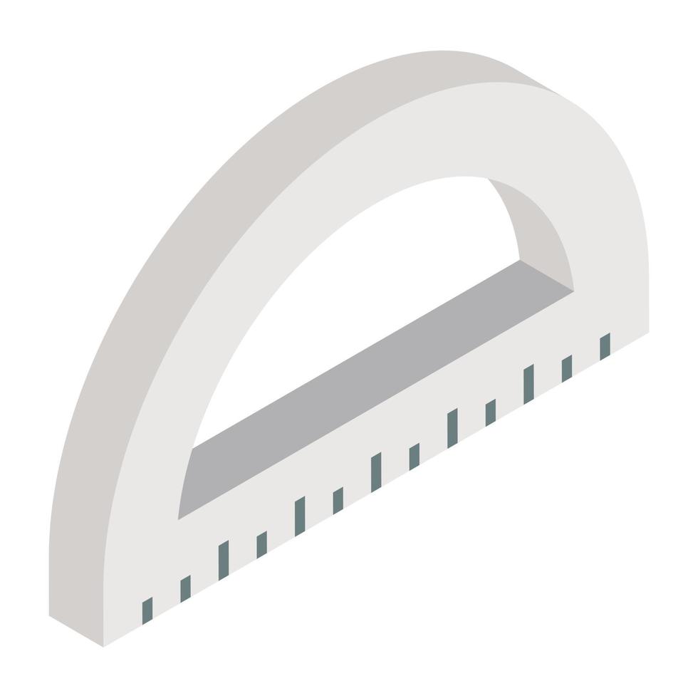 Isometric design icon of protractor scale vector