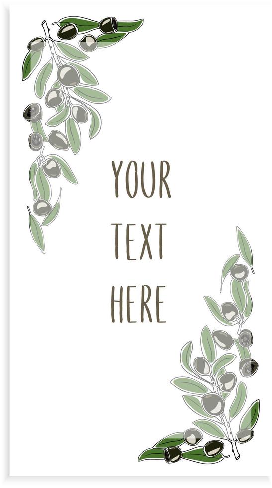 Vector design template with doodle style olives on white background