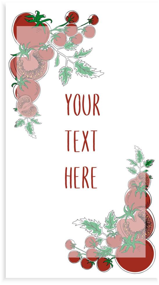 Vector design template with doodle style tomatoes on white background