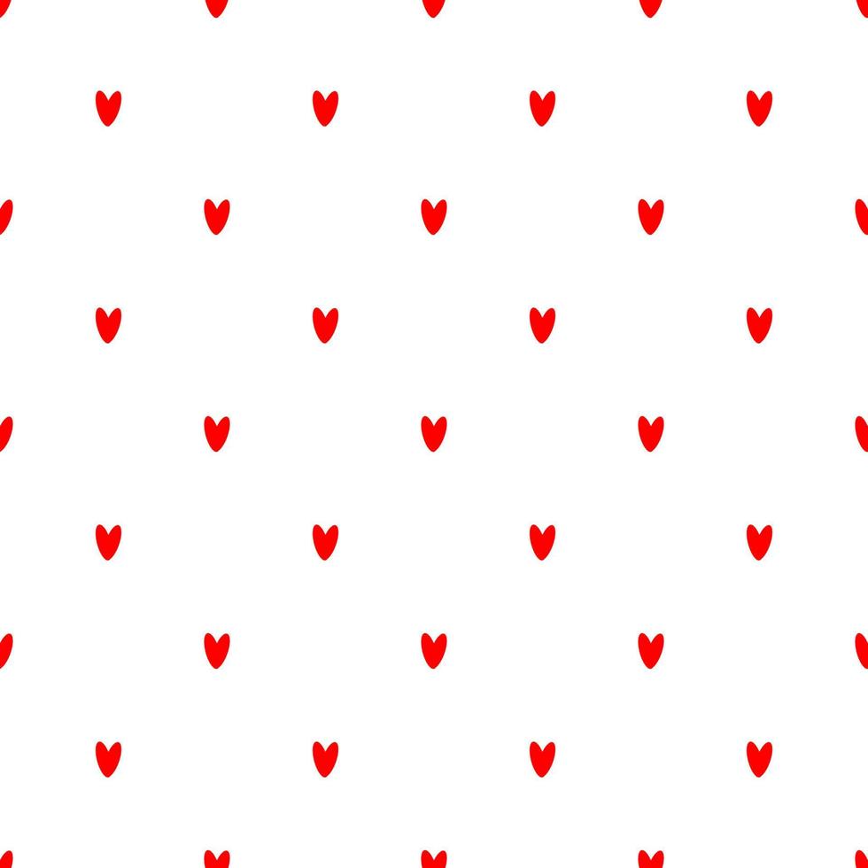 Vector seamless pattern illustration with small red hearts on white