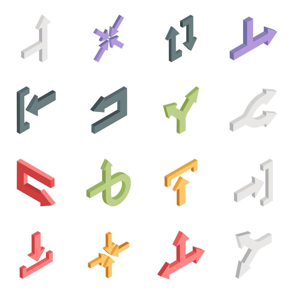 Pack of Arrows Isometric Icons vector