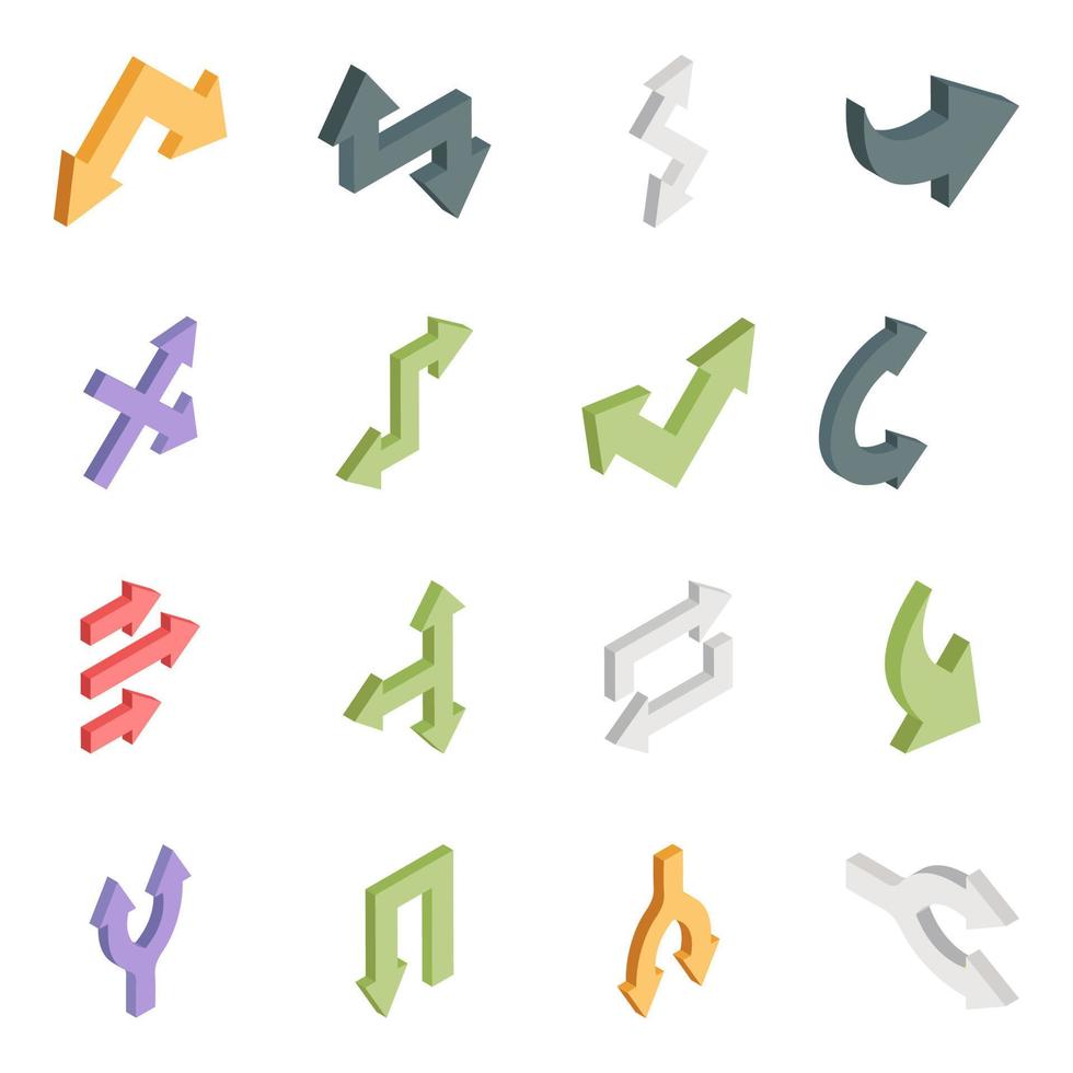 paquete de iconos isométricos de flechas vector