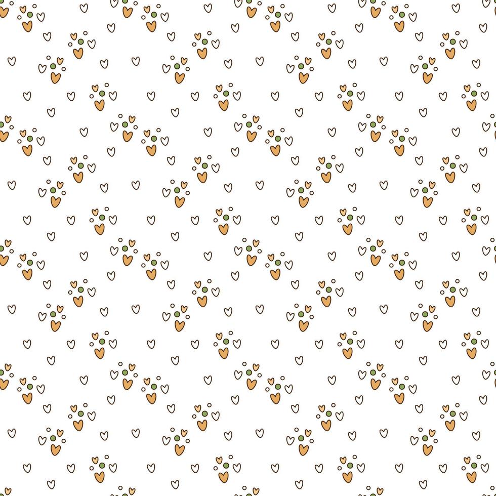 Pattern with hearts. Cute seamless pattern hearts and circles. Cartoon doodle vector illustration.