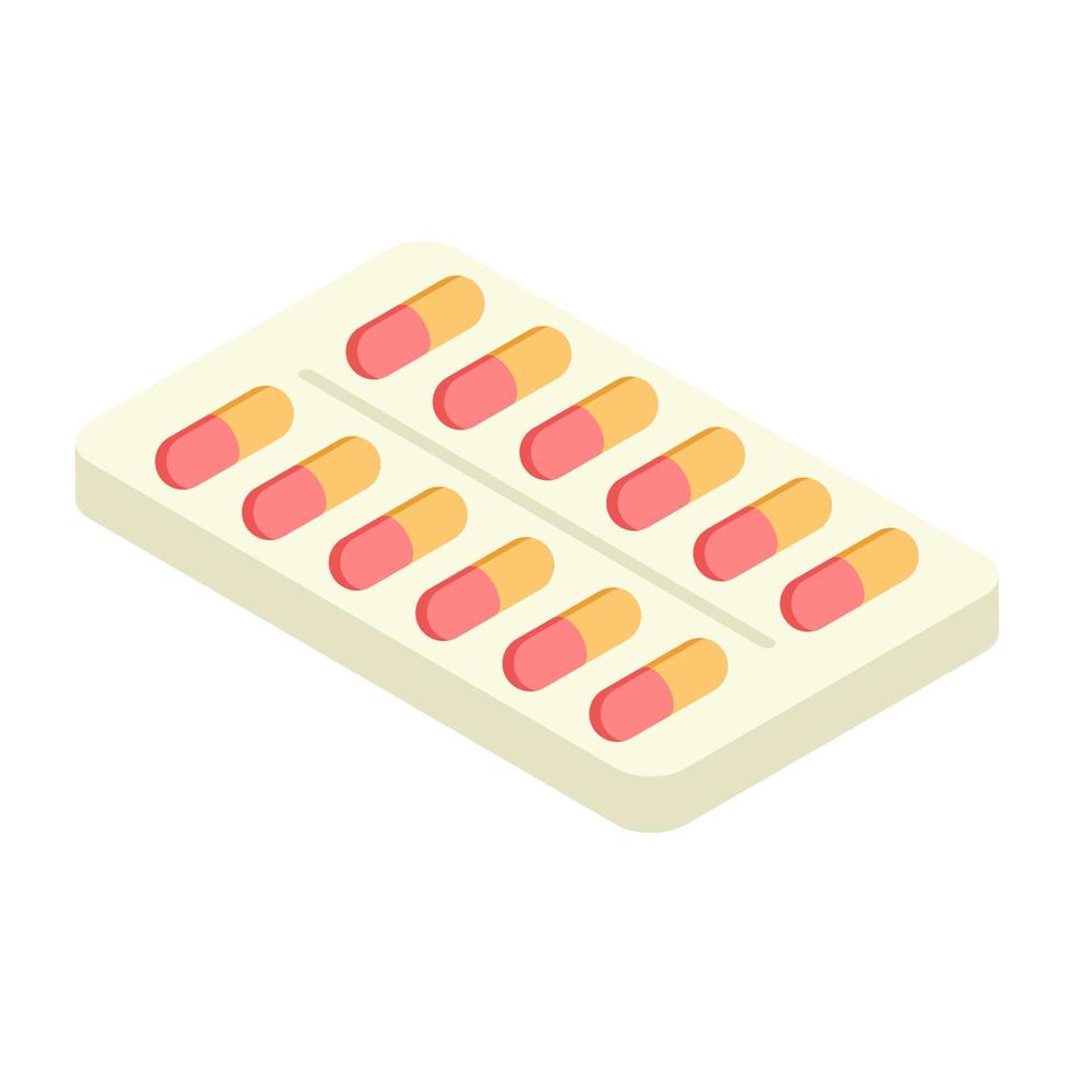 un ícono de diseño único de tira de pastillas vector