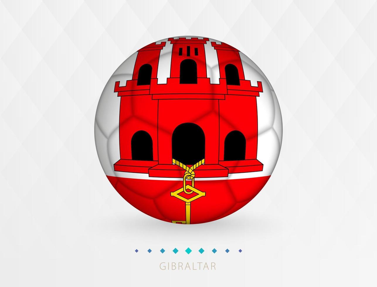 Football ball with Gibraltar flag pattern, soccer ball with flag of Gibraltar national team. vector