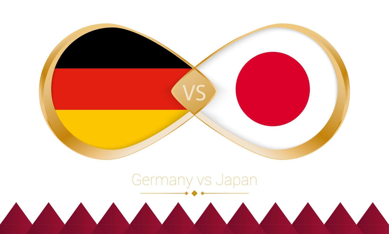 Germany versus Japan golden icon for Football 2022 match. vector