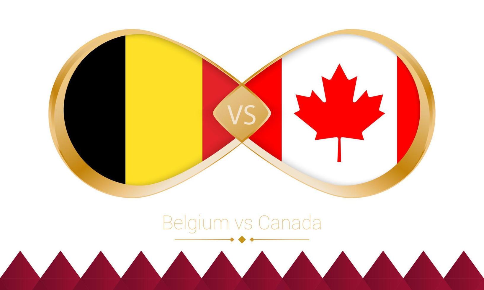 Belgium versus Canada golden icon for Football 2022 match. vector