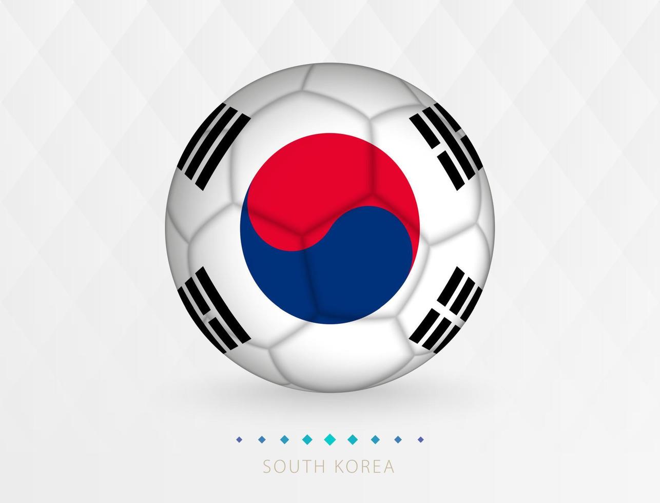 Football ball with South Korea flag pattern, soccer ball with flag of South Korea national team. vector