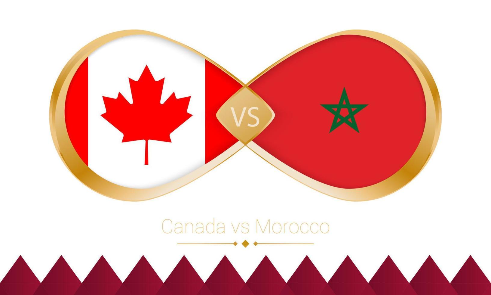 Canada versus Morocco golden icon for Football 2022 match. vector