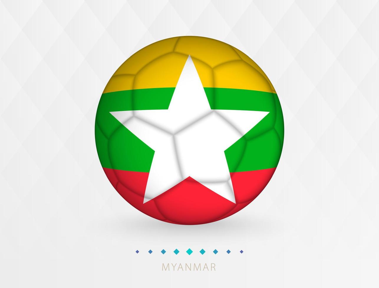 pelota de fútbol con el patrón de la bandera de myanmar, pelota de fútbol con la bandera del equipo nacional de myanmar. vector