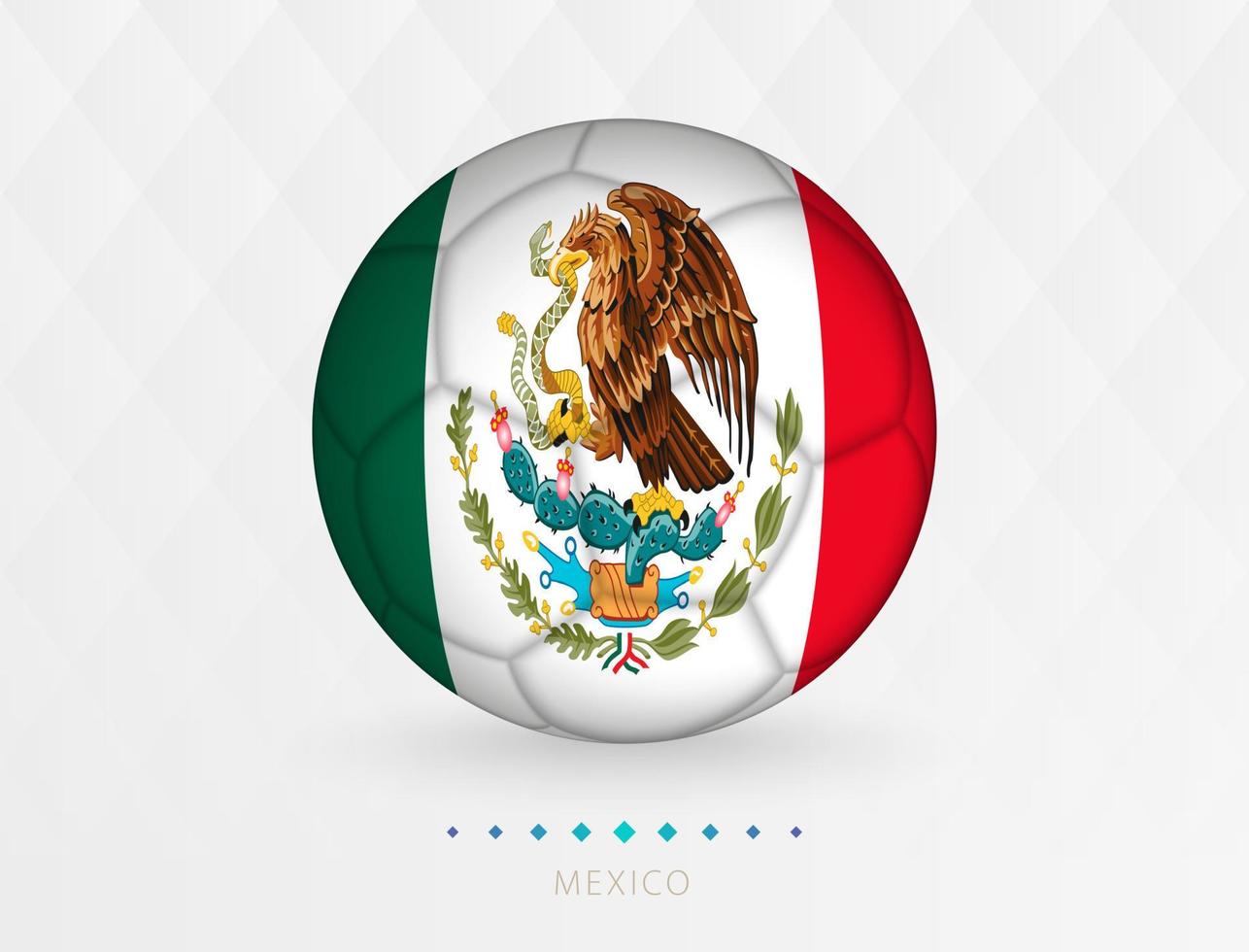 Football ball with Mexico flag pattern, soccer ball with flag of Mexico national team. vector