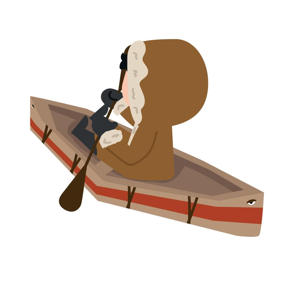un esquimal en barco kayak vector