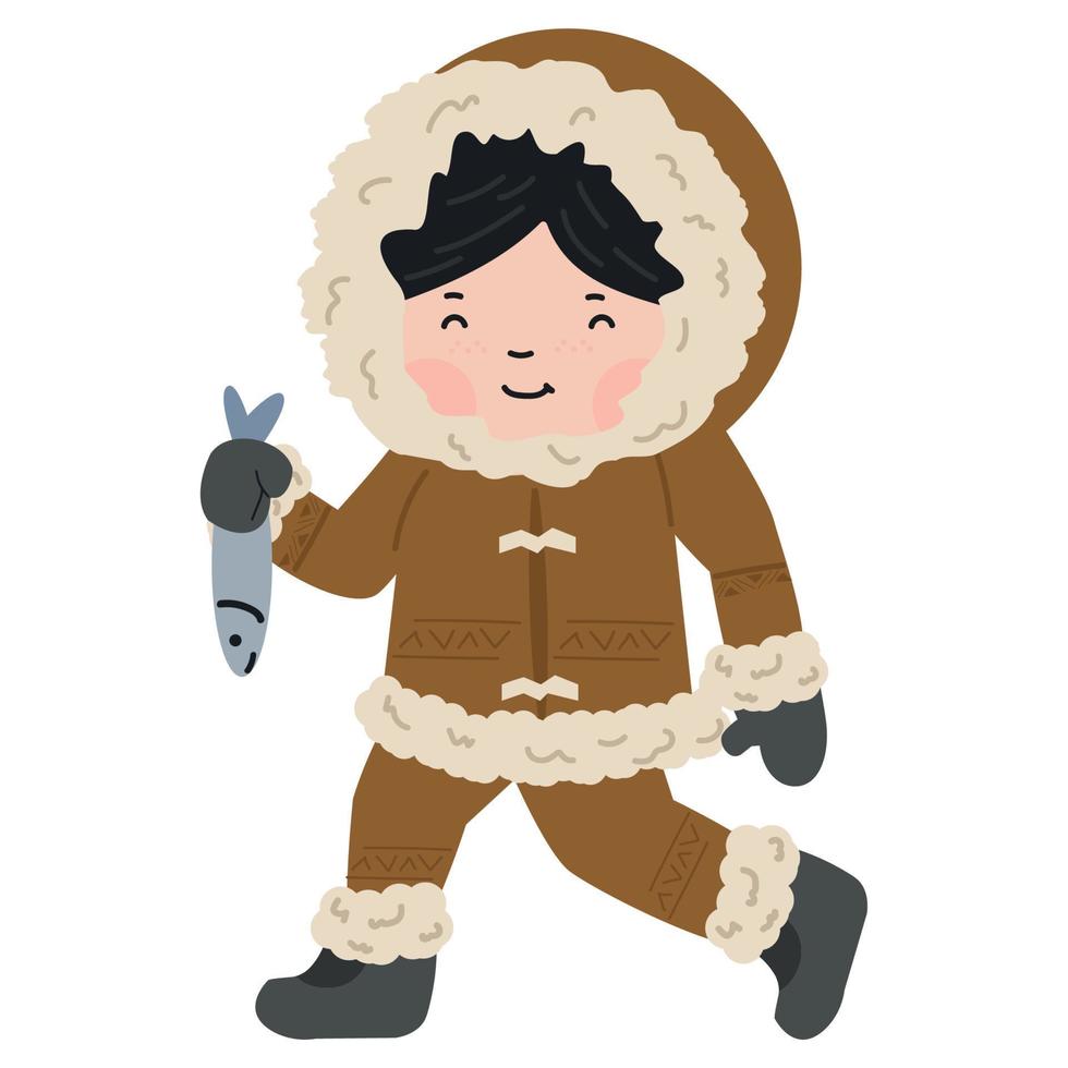 Cute Eskimo girl in flat design vector