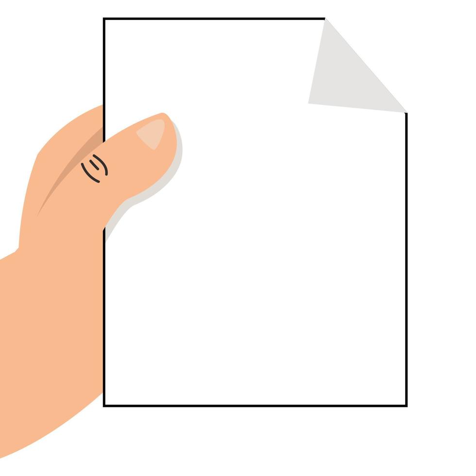 Hand holding a blank sheet of paper sign vector