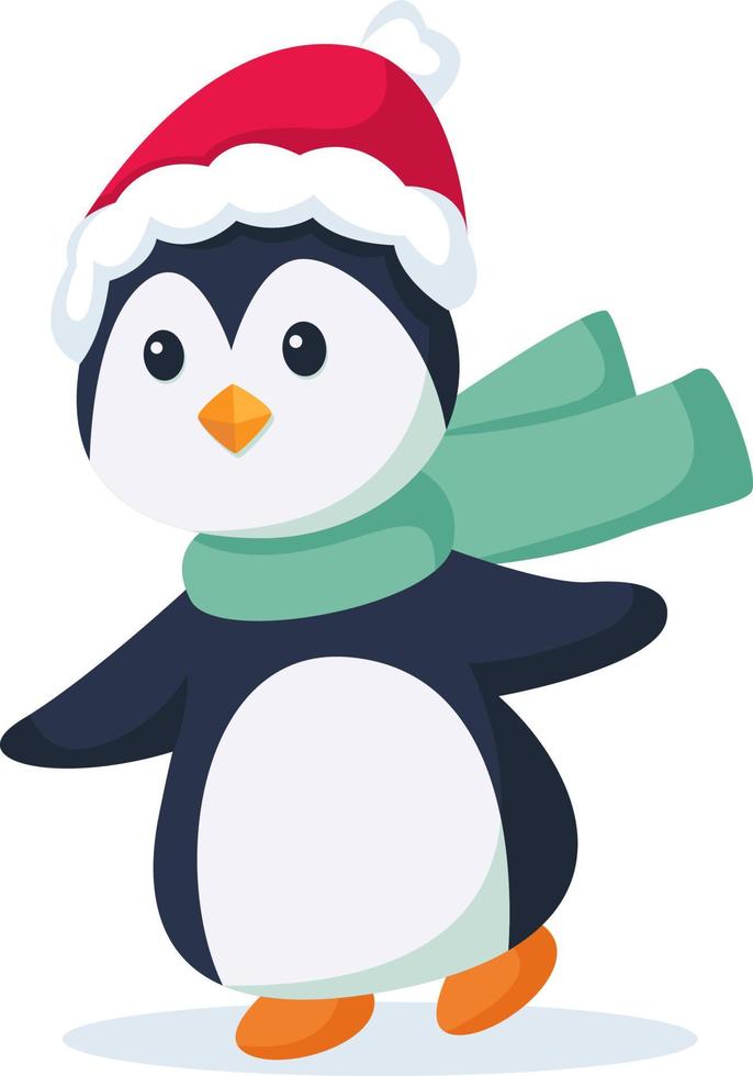 Lovely Penguin at Winter Character Design Illustration vector