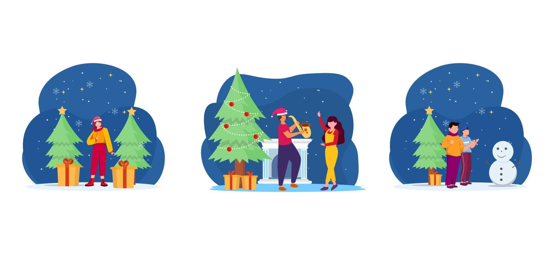 Christmas Day Flat Bundle Design vector