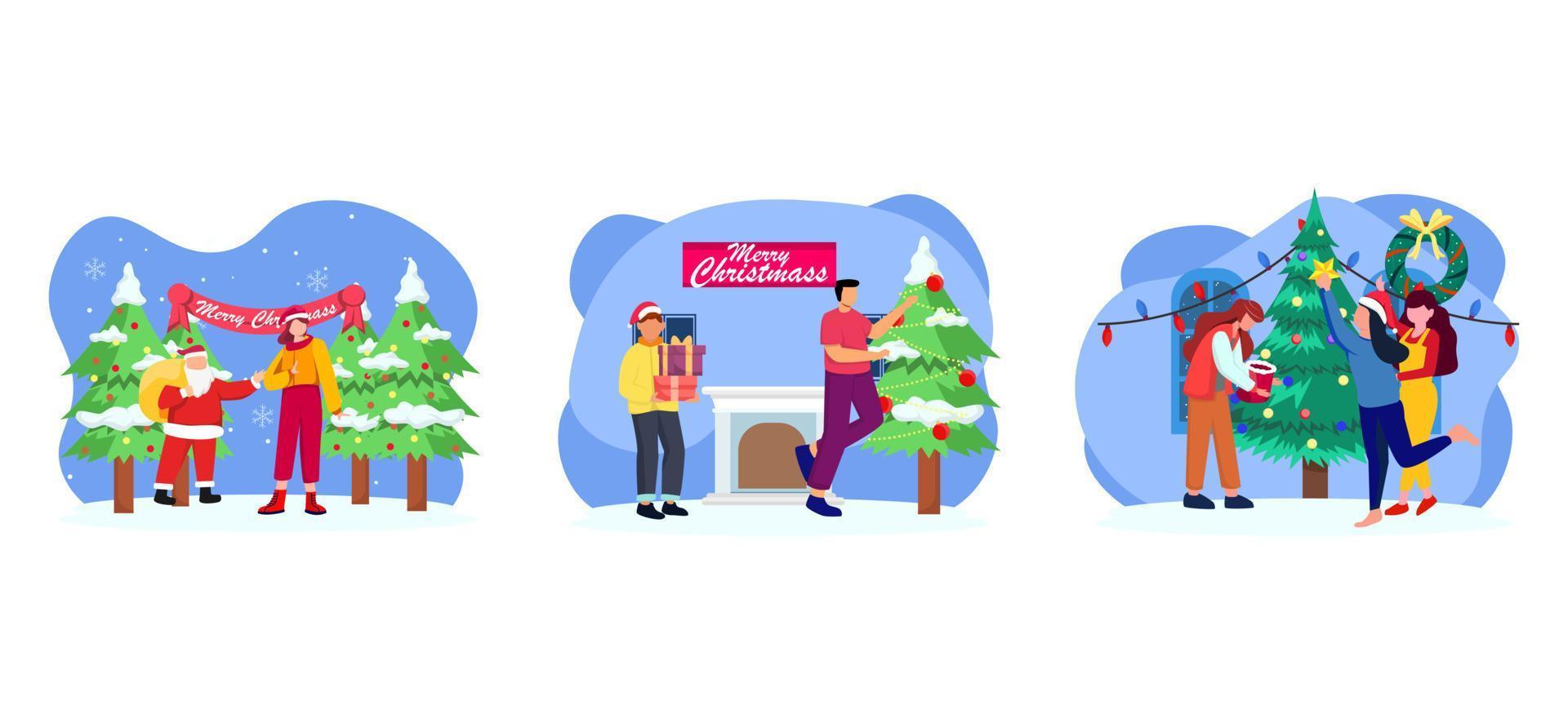 Christmas Gift Festivity Flat Bundle Design vector