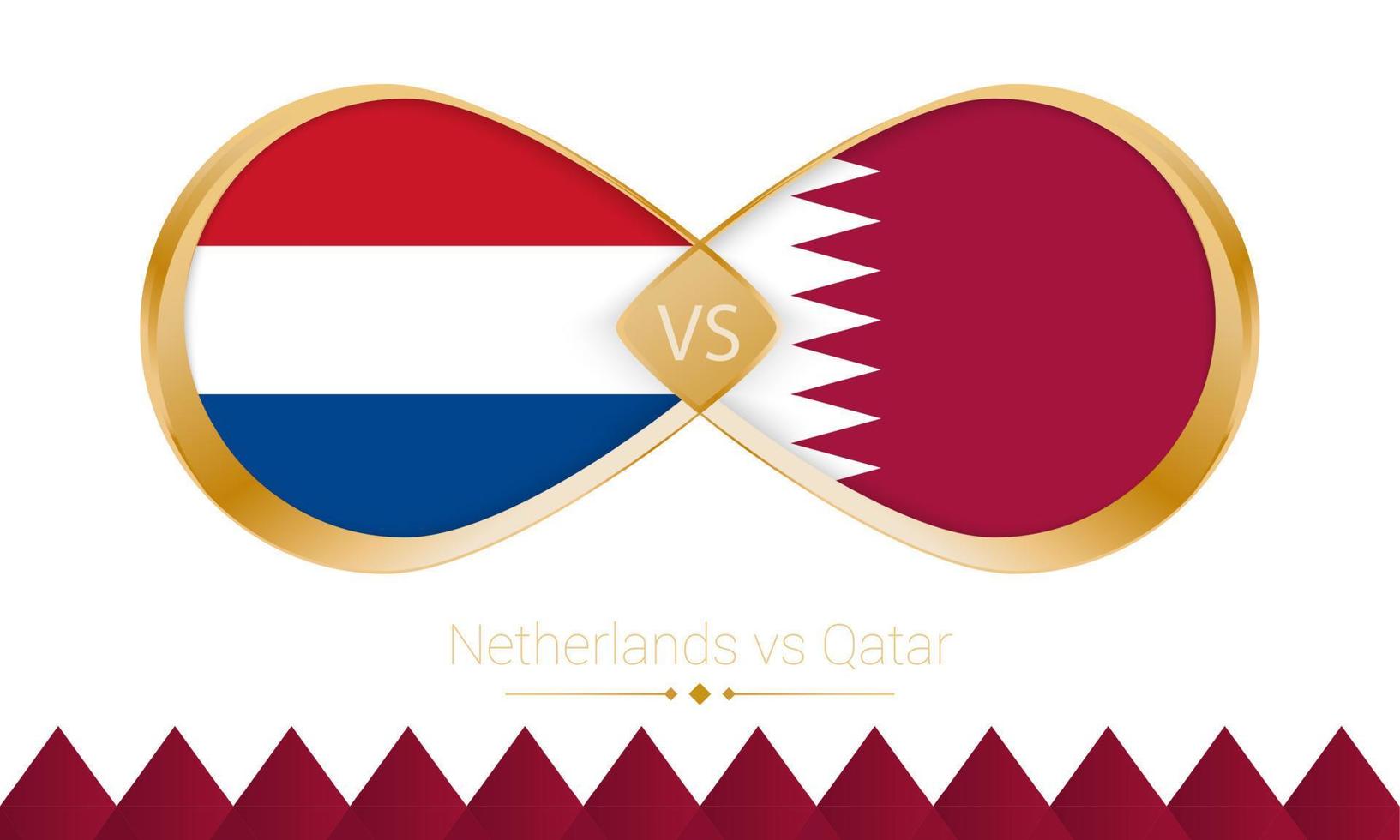 Netherlands versus Qatar golden icon for Football 2022 match. vector