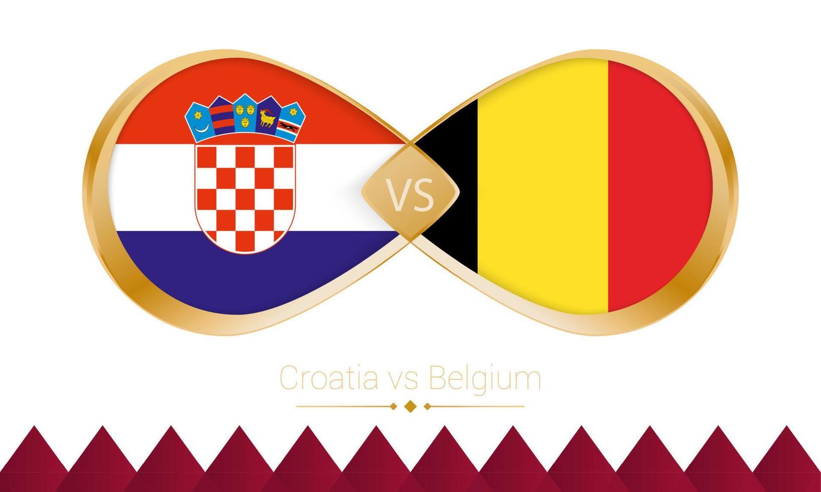 Croatia versus Belgium golden icon for Football 2022 match. vector