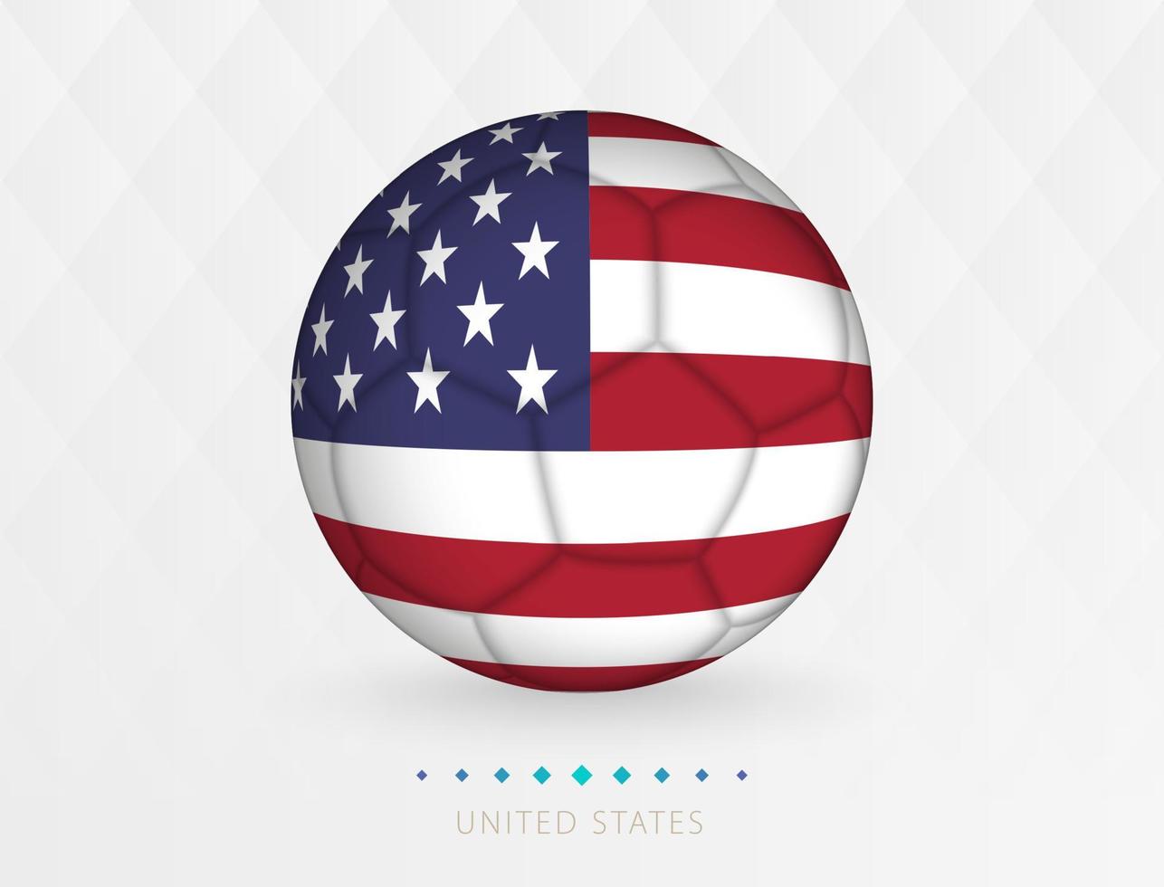 Football ball with USA flag pattern, soccer ball with flag of USA national team. vector