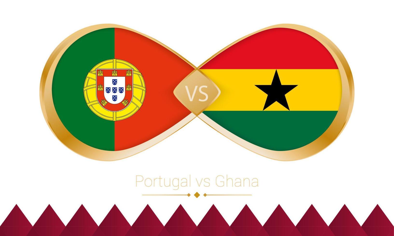 Portugal versus Ghana golden icon for Football 2022 match. vector