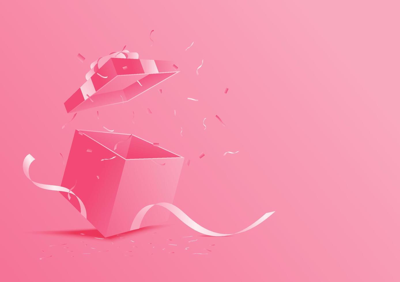 Pink open gift box vector