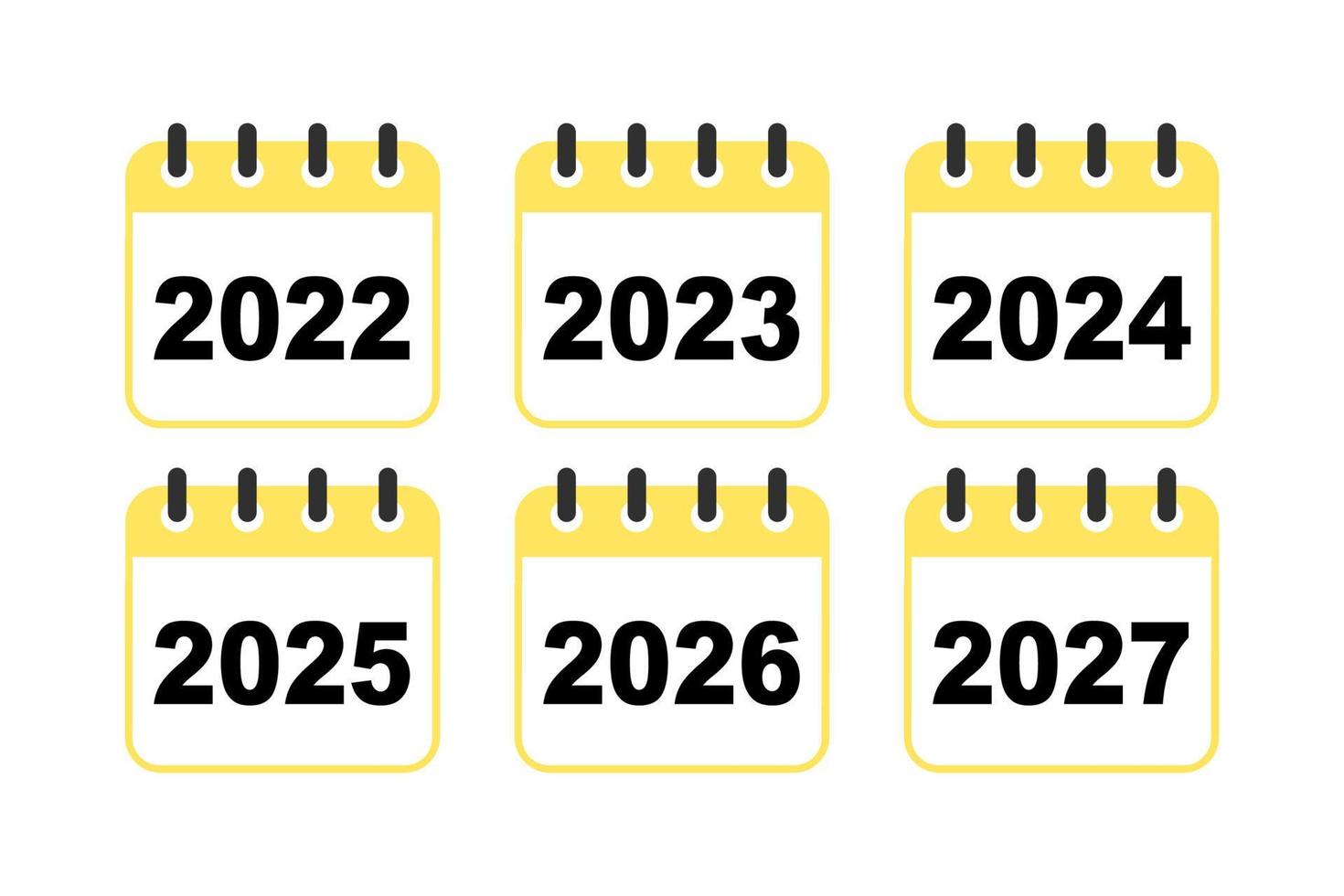 icono de conjunto de calendario sobre fondo blanco. diferentes años vector