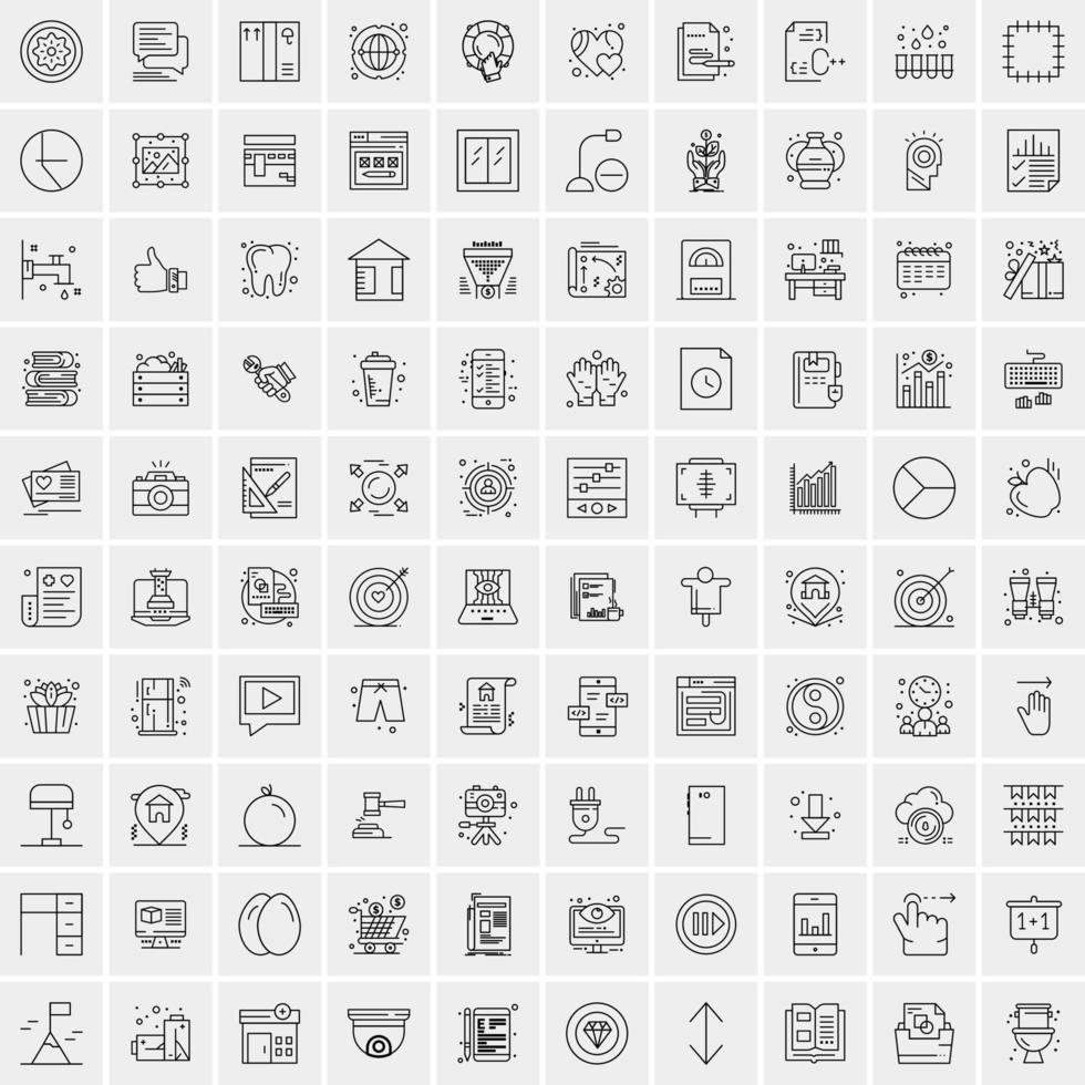 Pack of 100 Universal Line Icons for Mobile and Web vector