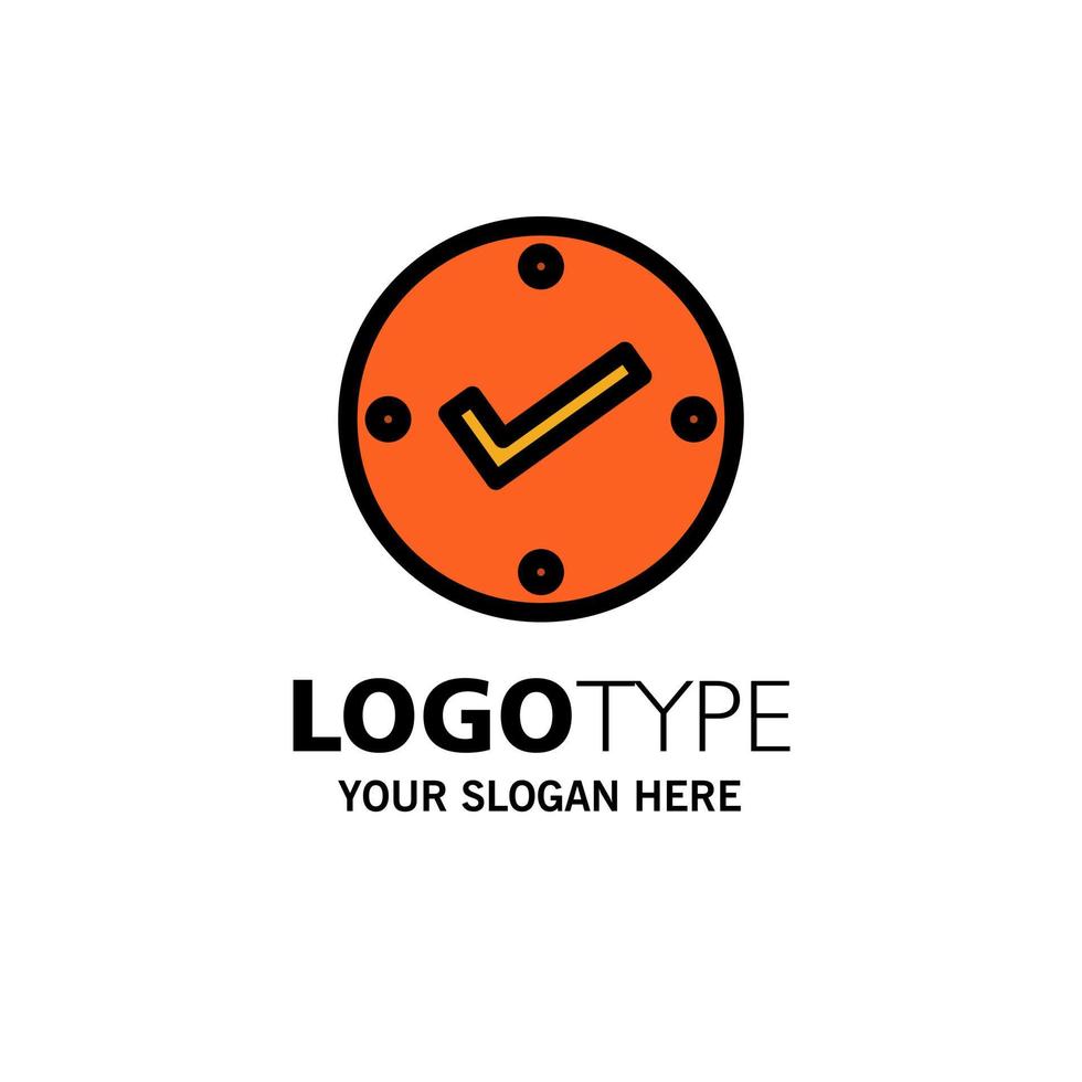 Open Tick Approved Check Business Logo Template Flat Color vector