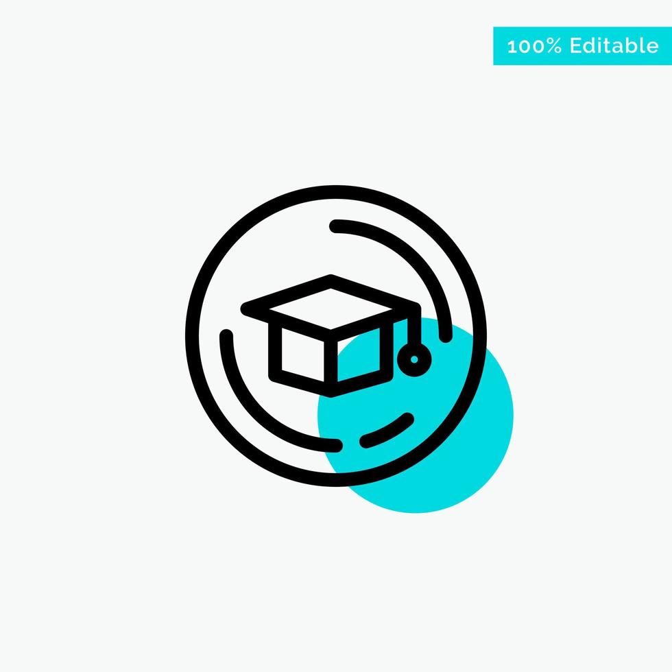 Cap Education Graduation turquoise highlight circle point Vector icon