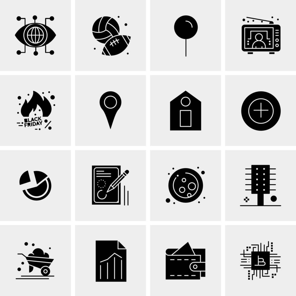 16 iconos de negocios universales vector ilustración de icono creativo para usar en proyectos relacionados con la web y dispositivos móviles