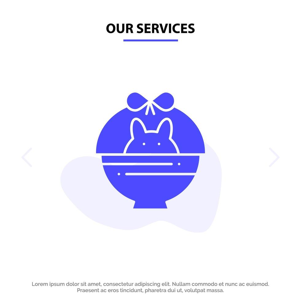 Our Services Basket Cart Baby Nature Solid Glyph Icon Web card Template vector