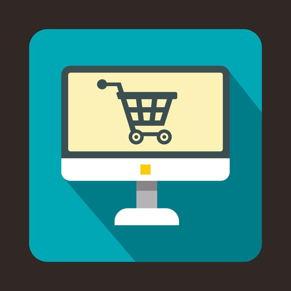 Purchase at online store through computer icon vector