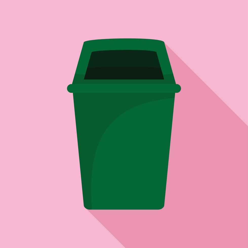 Green park garbage can icon, flat style vector