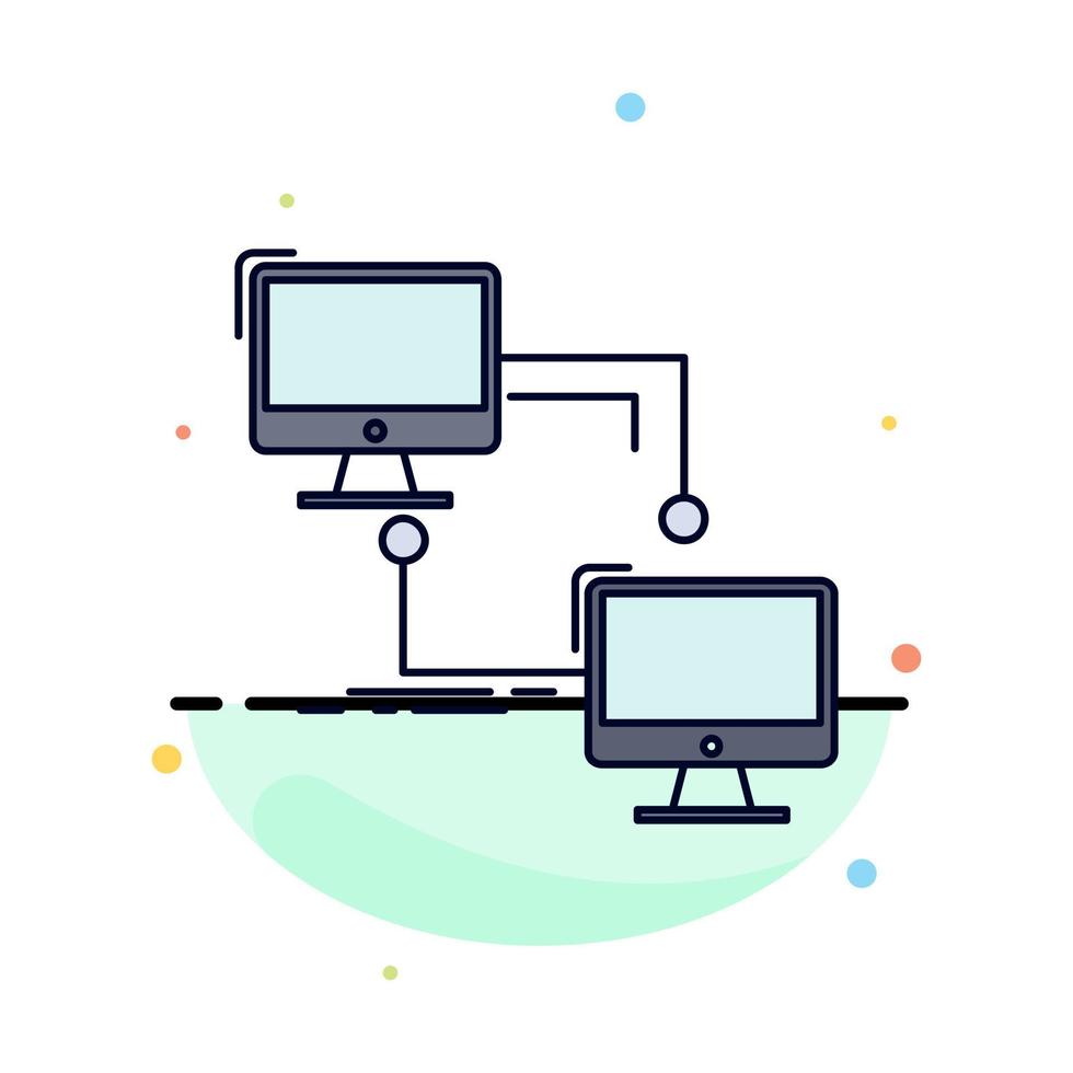 local lan connection sync computer Flat Color Icon Vector