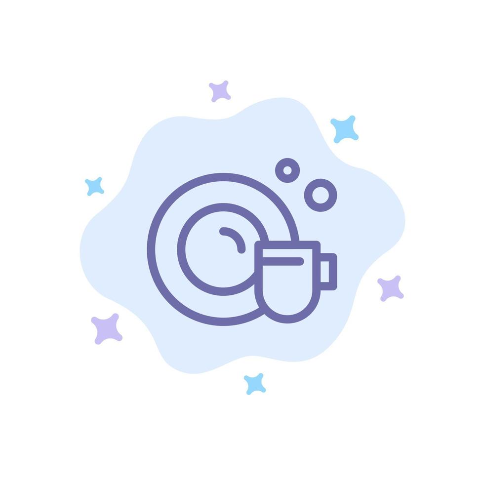 Dish Cup Cleaning Blue Icon on Abstract Cloud Background vector